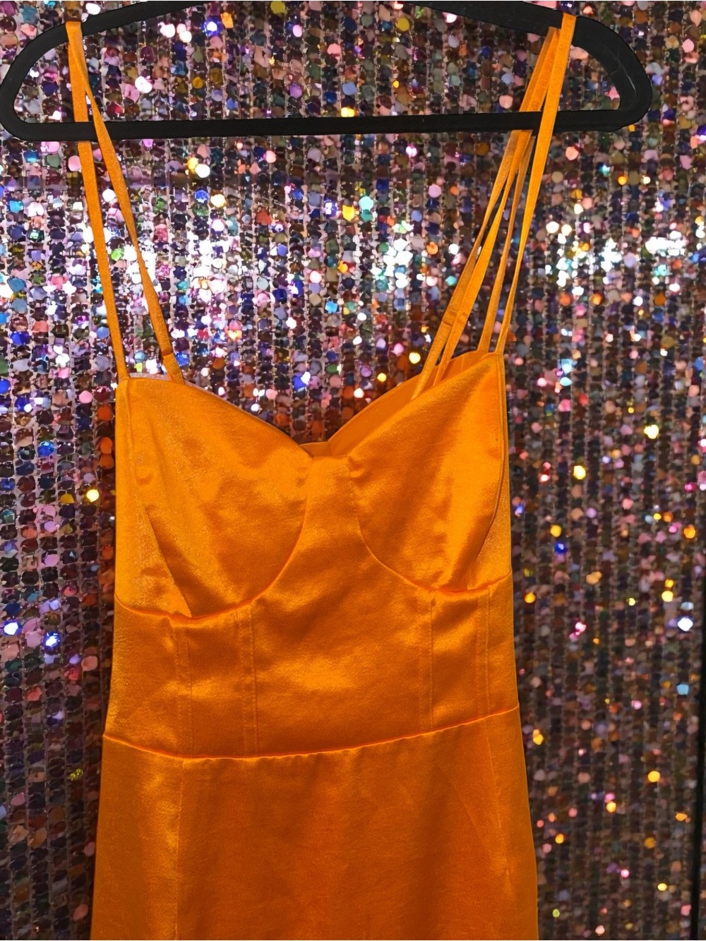 Wild Fable Orange Satin Lace-Up Dress XXL | Vibrant Statement Piece - Picture 4 of 16